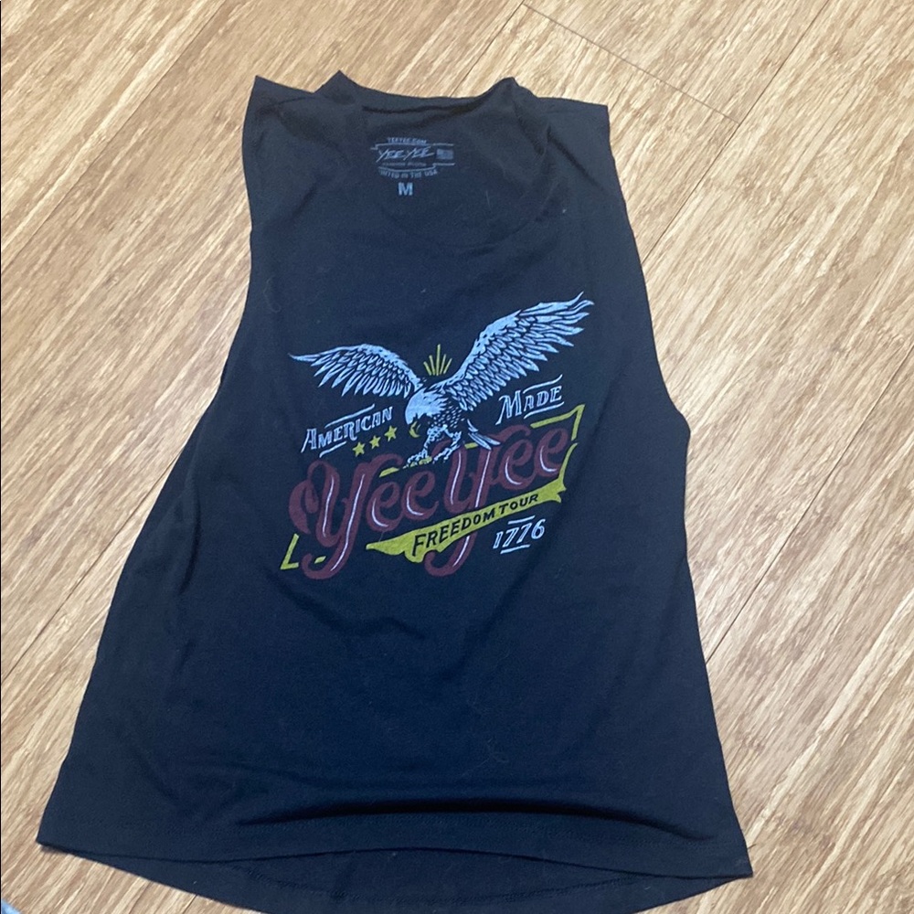 Black Graphic Tank Top with Eagle Design